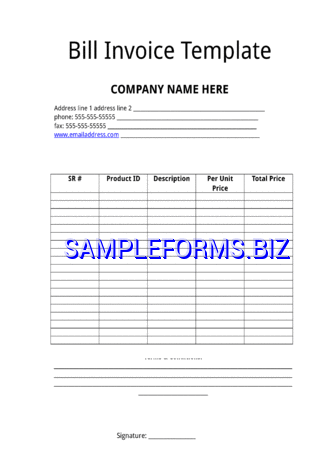 Billing Invoice Template 2 docx pdf free
